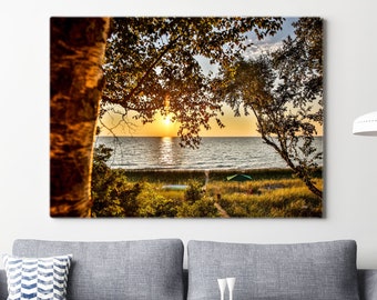 Cozy Beach Sunset - Fotografía artística - Rustic Home Decor Photo Print