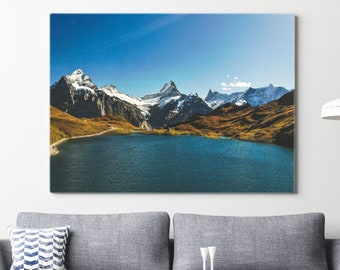 Lago Bachalpsee - Fotografía del paisaje - Decoración del hogar rústico impresión de fotos