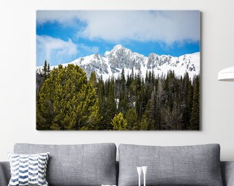 Snowy Mountain Peaks - Landscape Photography - Rustic Home Decor Photo Print