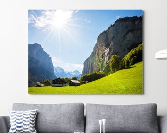 Valle de Lauterbrunnen - Fotografía de paisaje - Decoración de la casa rústica impresión de fotos