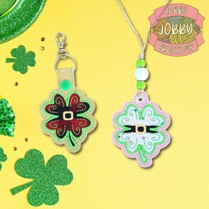Clover Belt Applique Machine Embroidery Design, Snap Tab, Eyelet, 4x4 Hoop, 5x7 Hoop Grouped, St. Patrick&#39;s Day