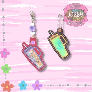 Trendy Tumbler Applique Eyelet / Snap Tab In the Hoop Embroidery Design, Keychain, Key Fob, Car Charm, ITH, 4x4 Hoop, 5x7 Hoop