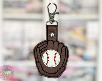 Baseball Mitt Embroidered Keychain, Bag Charm, Handmade Accessory