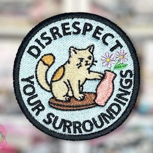 Disrespect Kitty Embroidered Iron-On Patch