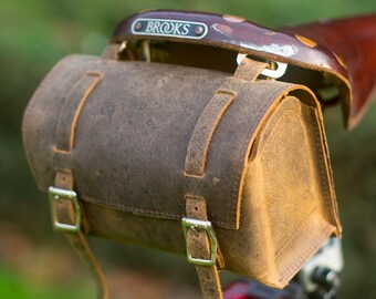 Saddle Casket Handcrafted Bag in Real Leather For Bike Bicycle Brooks Handcrafted Leather