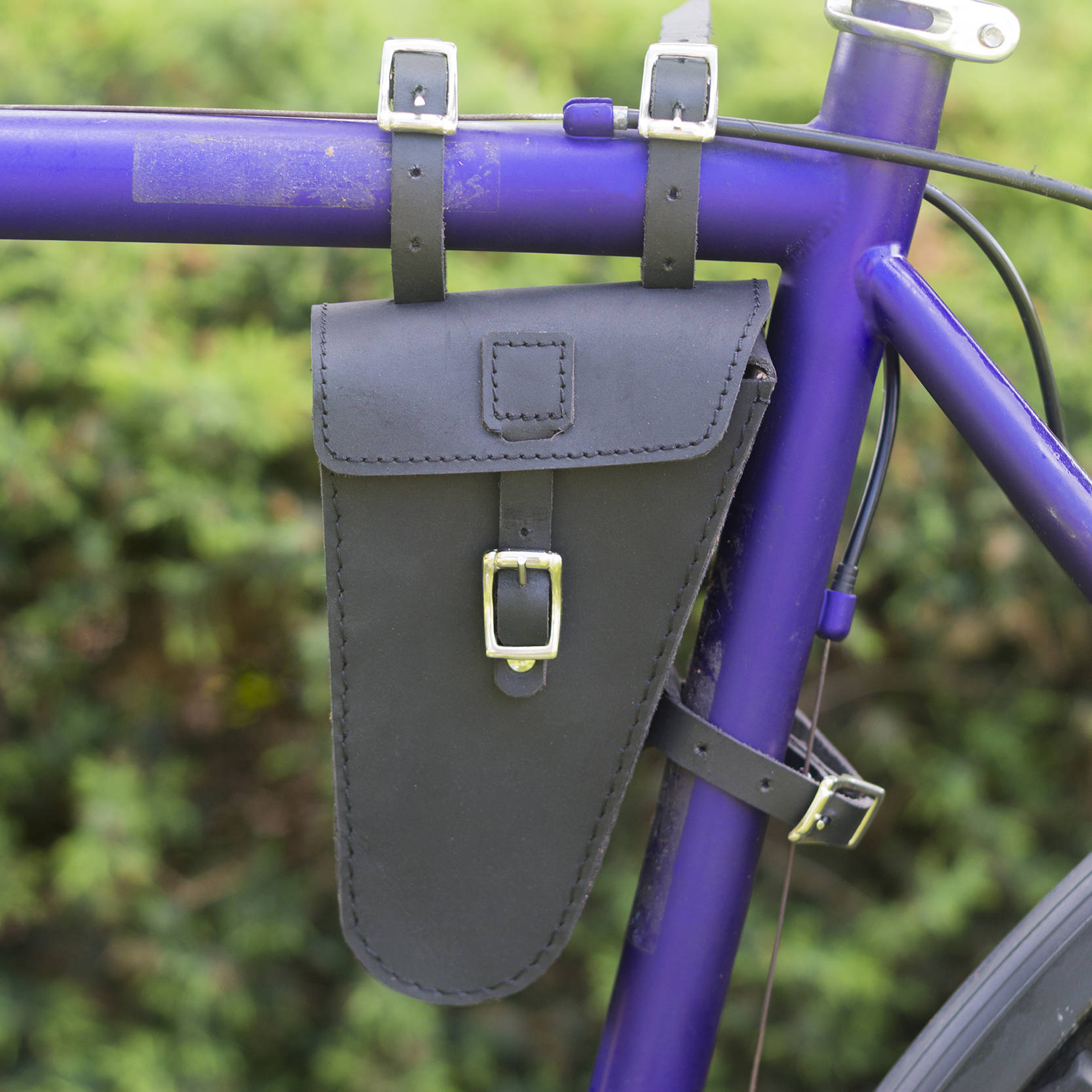 Leather Frame Bag For Bicycle Bike Triangular Bag BLACK Etsy