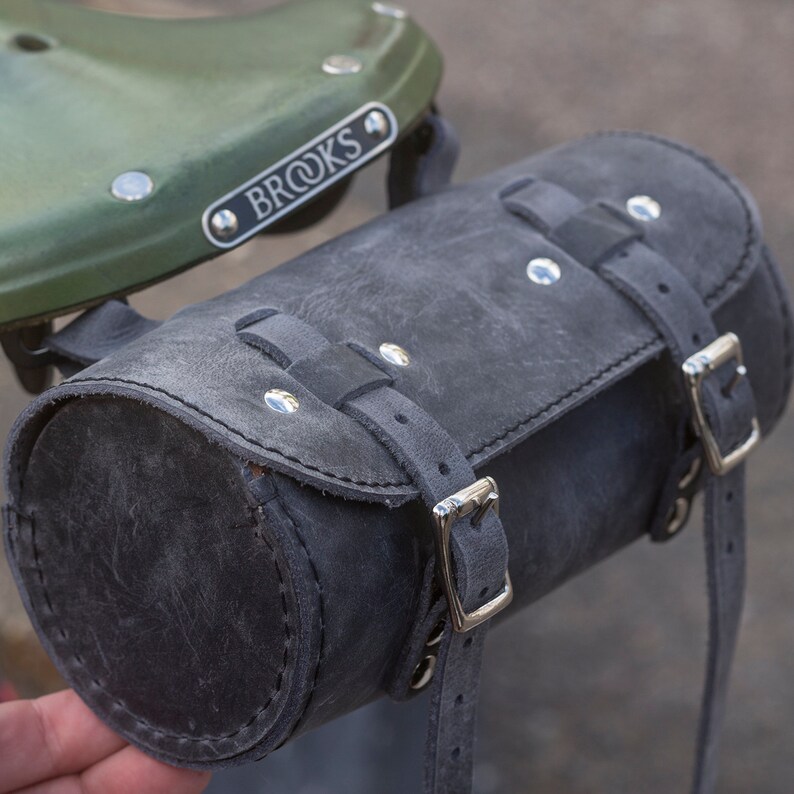 Bicycle Roll Tool Bag Real Leather Vintage Retro RAW BLACK Etsy