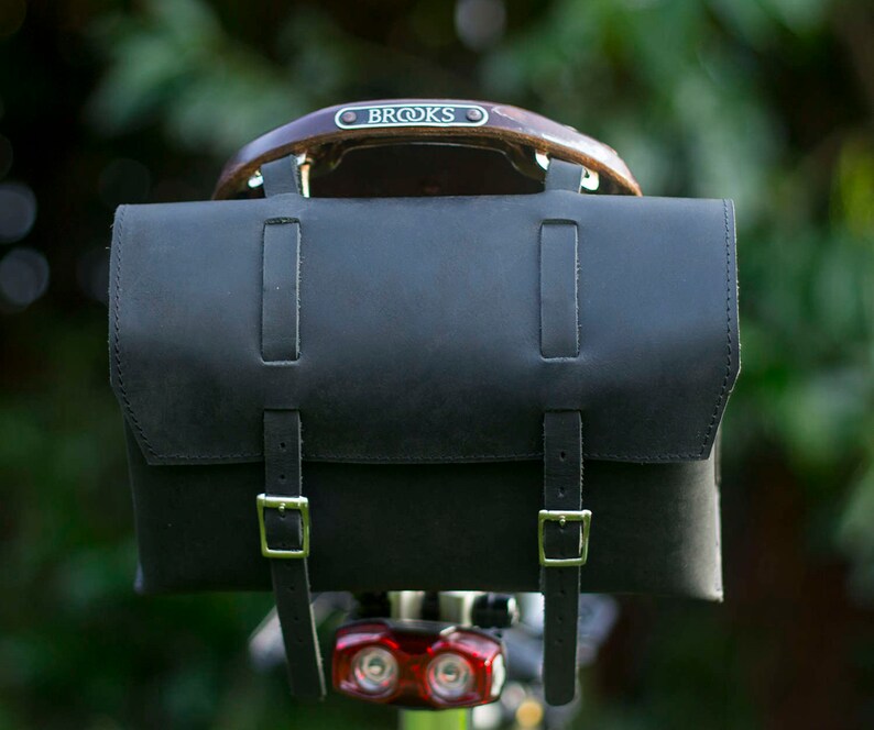 Large Genuine Leather Bicycle Bag Saddle Handlebar OLD Etsy