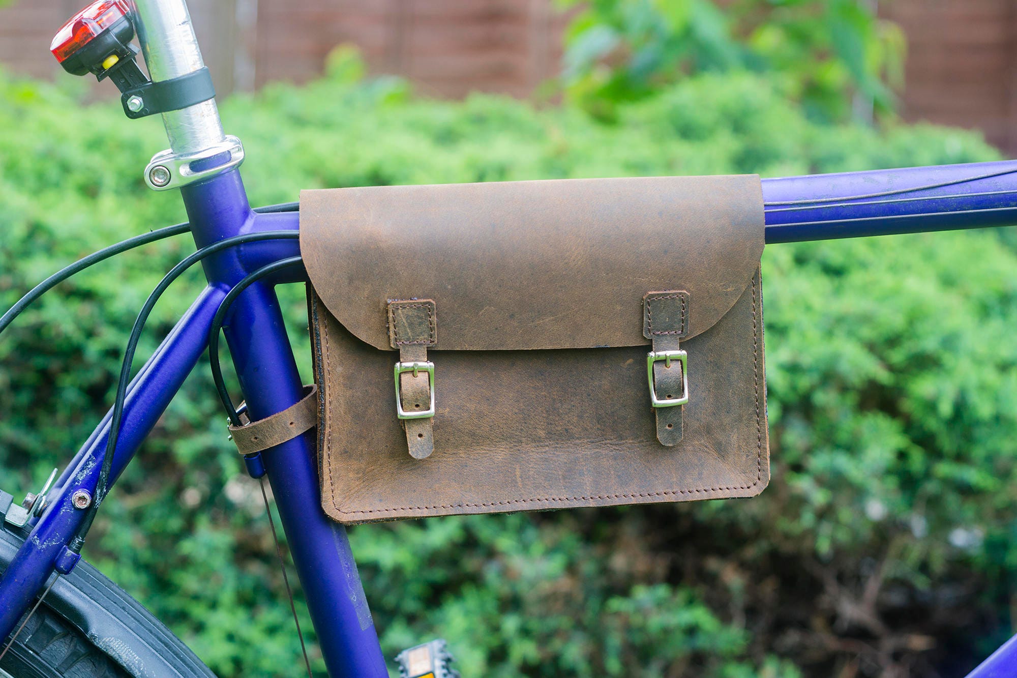 Frame Bag in VINTAGE BROWN Leather Bike Bicycle Handcrafted Etsy UK