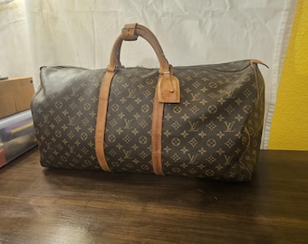 Vintage Louis Vuitton Keepall 55 Monogram Travel Bag (1985) Luggage Tag Included