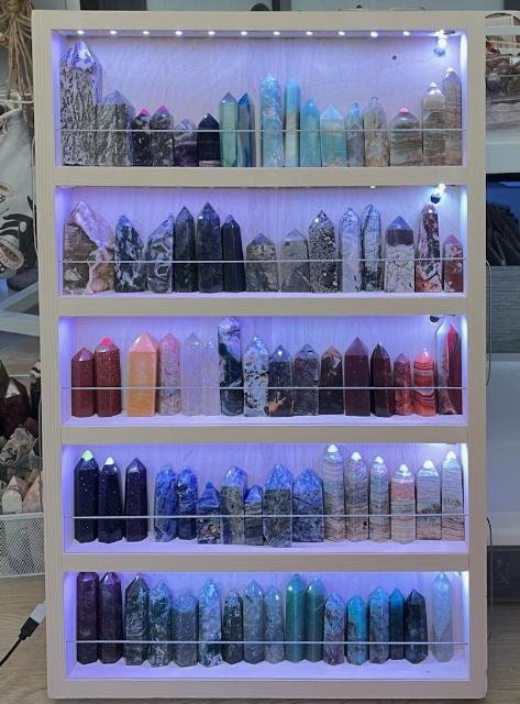Crystal Tower Display Case | Rock & Mineral Wall Shelf | Handmade ...