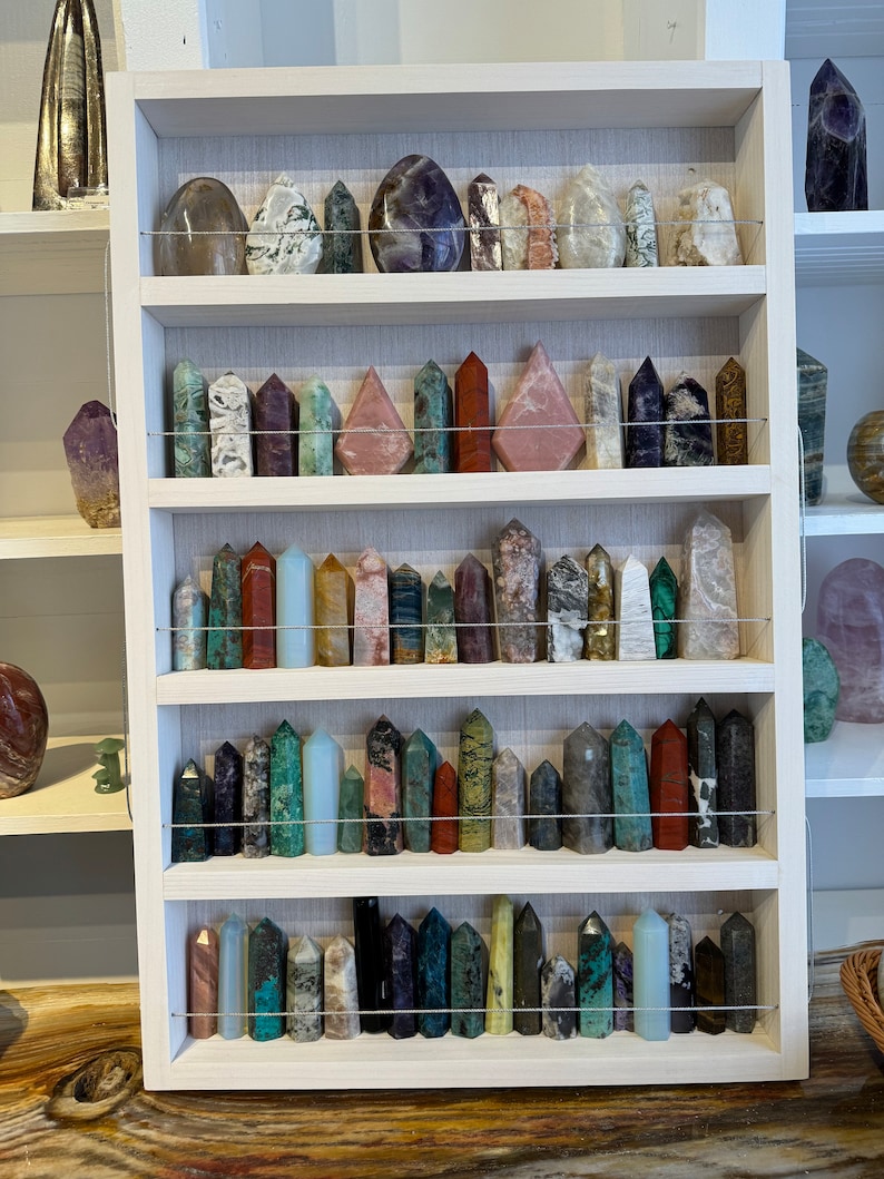 Crystal Tower Display Case | Rock & Mineral Wall Shelf | Handmade ...