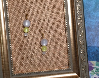 Beaded Dangle Earrings, Upcycled Vintage