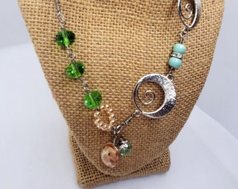 BOHO: Asymmetrical Toggle Necklace with faceted detail