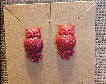 Resin Owl Stud Earrings