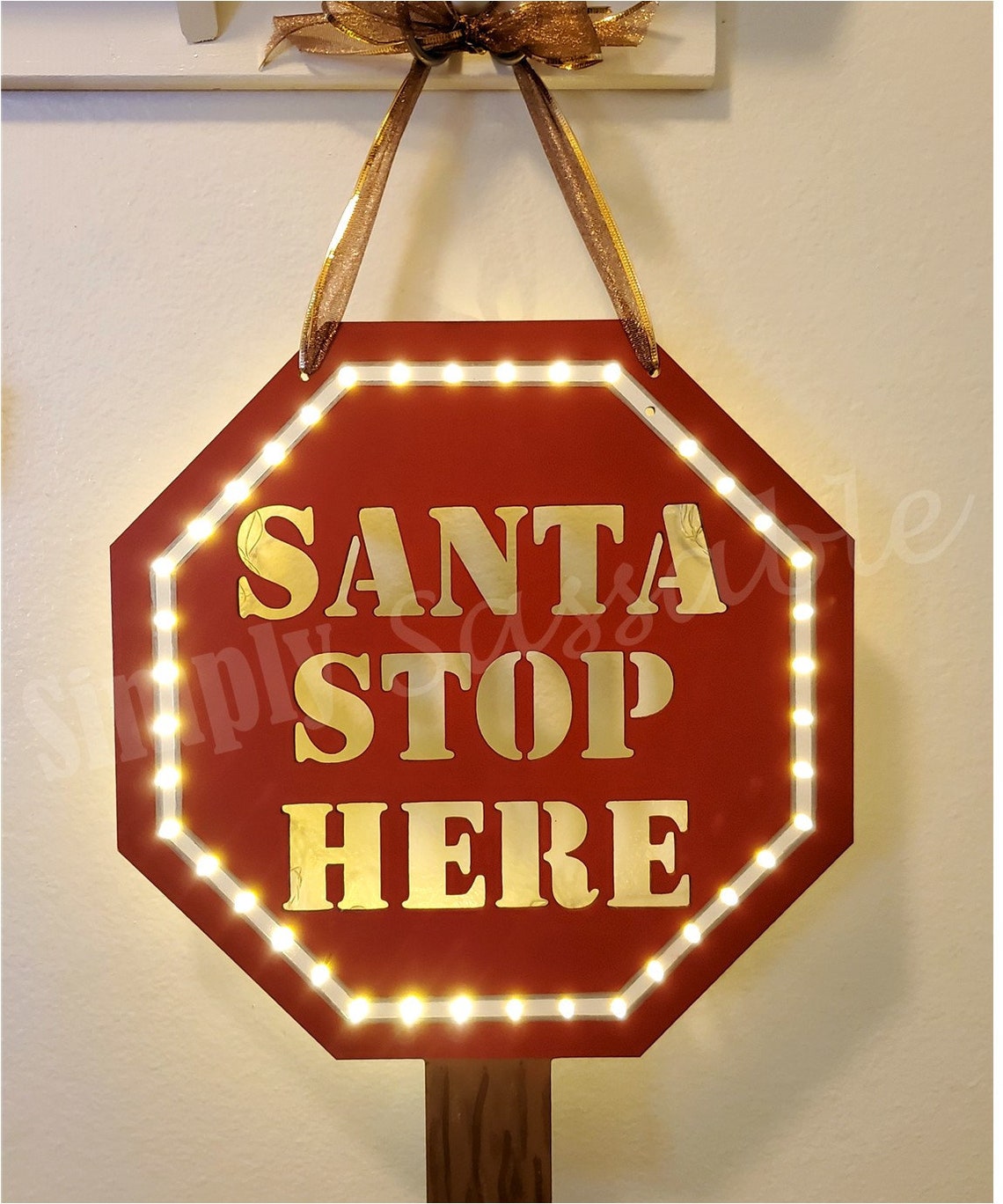Lighted Christmas Decoration Stop Sign Decoration Santa Stop | Etsy