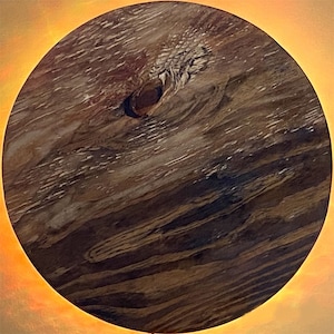 Solar eclipse lighting. Wood circle wall lamp. A dimmable wall light with wireless remote hand made in the USA.
