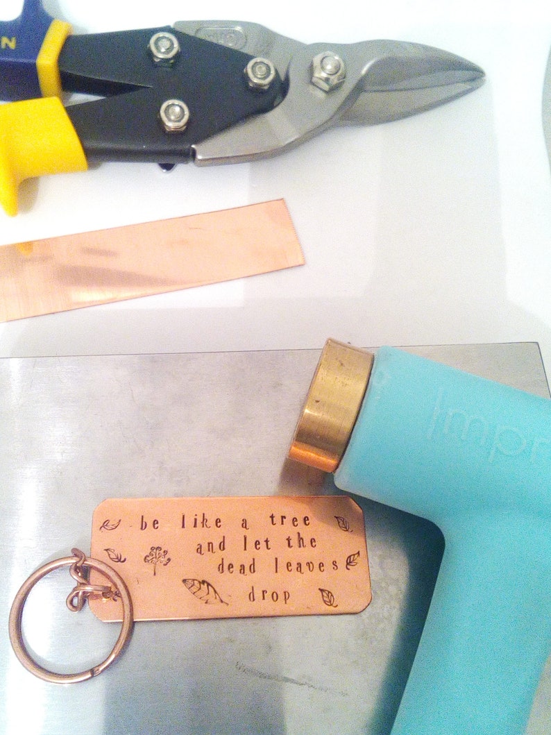 gift for her Motivational quote handmade hand stamped keyring Bee themed gift for him mum dad one of a kind unique