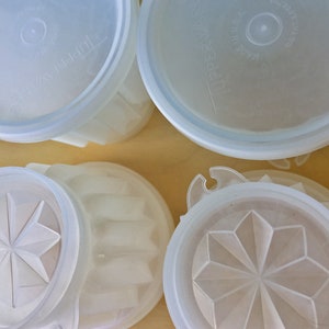 Six 4oz Tupperware Jello Molds Mini Jell-ette Molds Gelatin Molds Vintage Tupperware Midcentury Kitchen 297 Lids Fluted Molds image 9