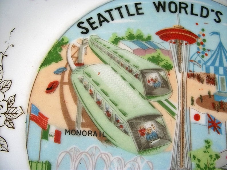 World/'s Fair Souvenir The Century 21 Exposition 1962 Space Needle Washington State Science Pavilion Seattle World/'s Fair Plate