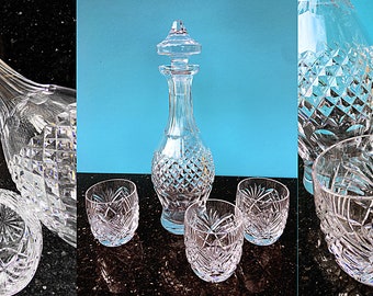Waterford Irish Crystal Decanter and Three Tumblers | Colleen Pattern Decanter | Vintage Irish Crystal | Made In Ireland | Crystal Tumblers