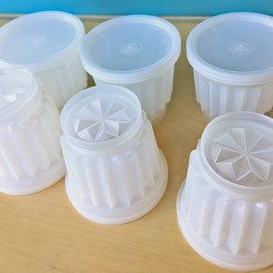 Six 4oz Tupperware Jello Molds Mini Jell-ette Molds Gelatin Molds Vintage Tupperware Midcentury Kitchen 297 Lids Fluted Molds image 7