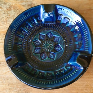 Rimini Blu Ashtray | 8&quot; Bitossi Style Italian Pottery | Italian Pottery | Vintage MidCentury | 1960&#39;s Ashtray |Made in Italy | Great Color