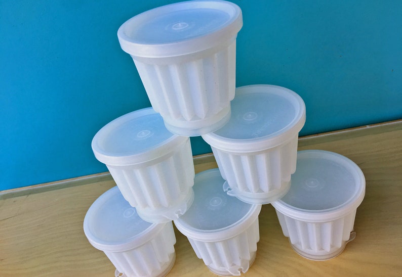 Six 4oz Tupperware Jello Molds Mini Jell-ette Molds Gelatin Molds Vintage Tupperware Midcentury Kitchen 297 Lids Fluted Molds image 2