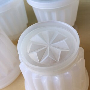 Six 4oz Tupperware Jello Molds Mini Jell-ette Molds Gelatin Molds Vintage Tupperware Midcentury Kitchen 297 Lids Fluted Molds image 8