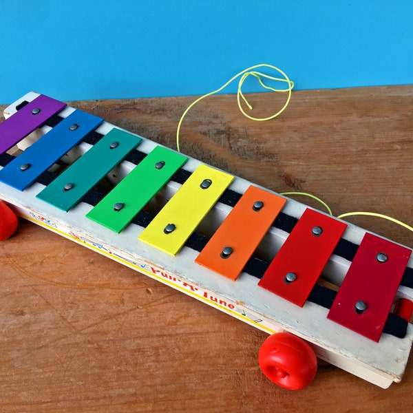 Fisher Price Pull-A-Tune | 1964 | Vintage 1960's Toy | Xylophone Toy | Rainbow Colors | Pride Month Rainbow Parade | 870 | Made in USA