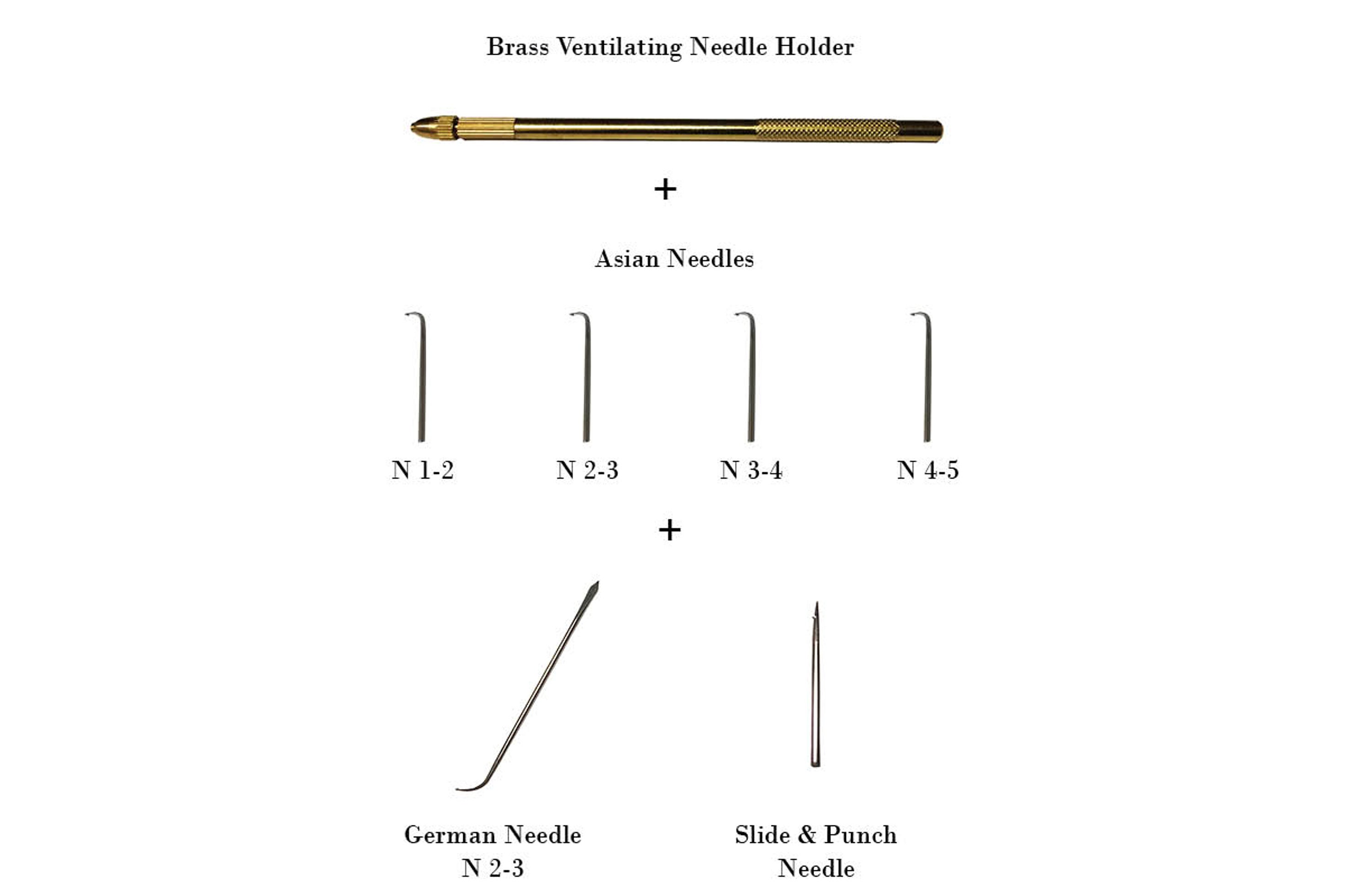 Ventilating Needle for Lace Wig Kit Include 1 Wig Needle Holder and 4  Needle for Wig Making(One of Each Size 1-1, 1-2, 2-3 and 3-4) 