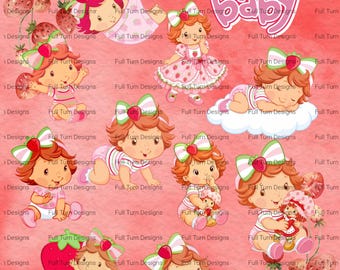 Baby Strawberry Shortcake PNG: Cartoon Clipart (Digital Download) High Resolution