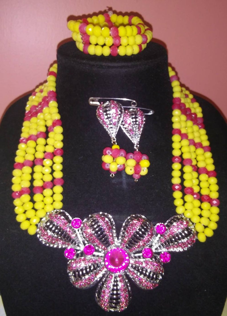 Yellow African Nigerian Jewelry Set