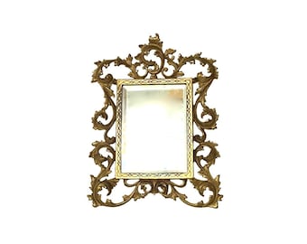 Antique Victorian Brass Vanity Dresser Mirror