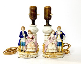77 vintage Porcelain lamp Antique wladies 28.5 in tall x 7 in wide 1974