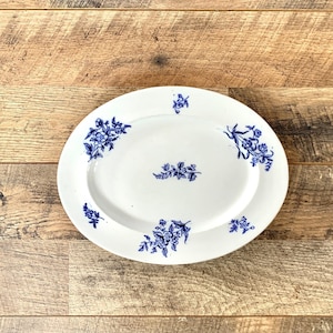 Rare Antique COALPORT Blue and White Floral Platter | Cobalt Blue Coalport | Stamped and marked AD 1750