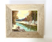 John H. Kinnear Oil on Board Landscape Painting River Scene Signed by Artist Original Wooden Frame