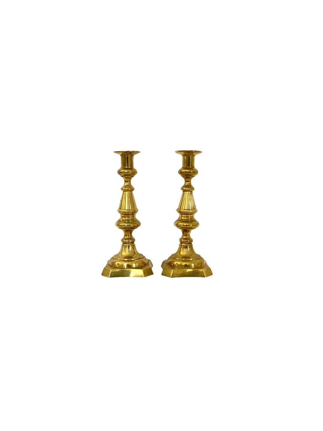 Antique Pair Brass Candlesticks Antique Candleholders With Push Ups Etsy