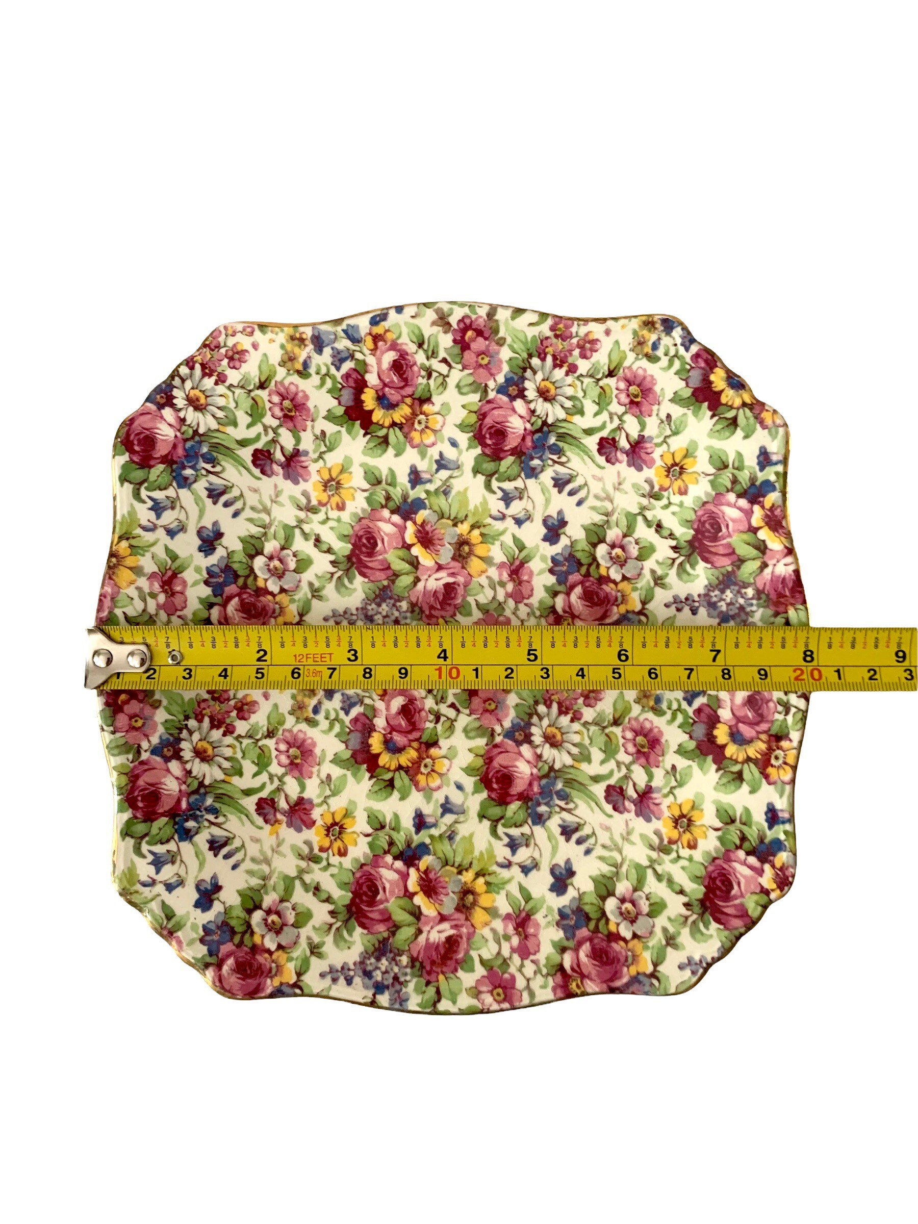 GRIMWADES England Pedestal Plate in Floral Chintz summertime Etsy