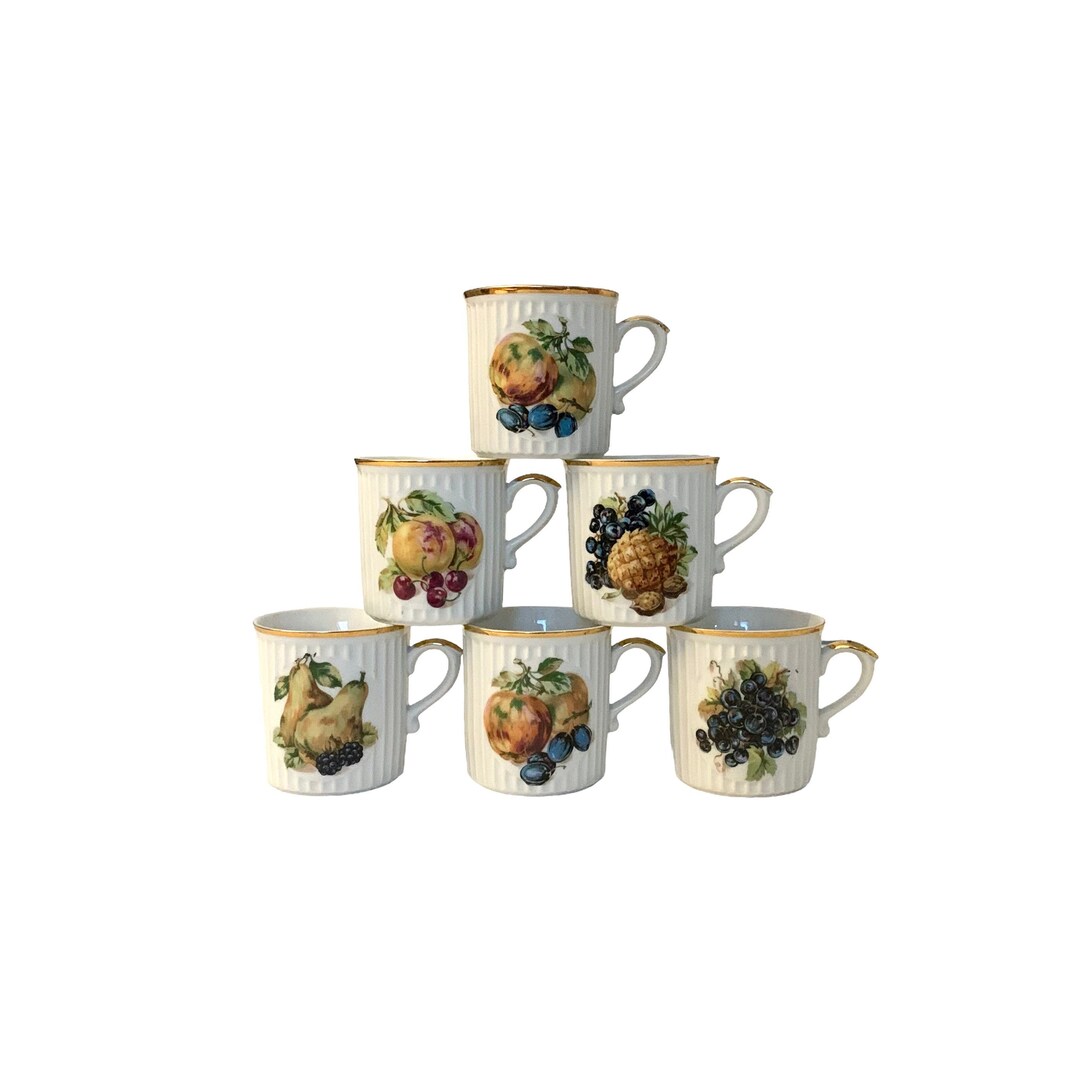 Vintage Czechoslovakia Porcelain Fruit Motif Mugs - Etsy