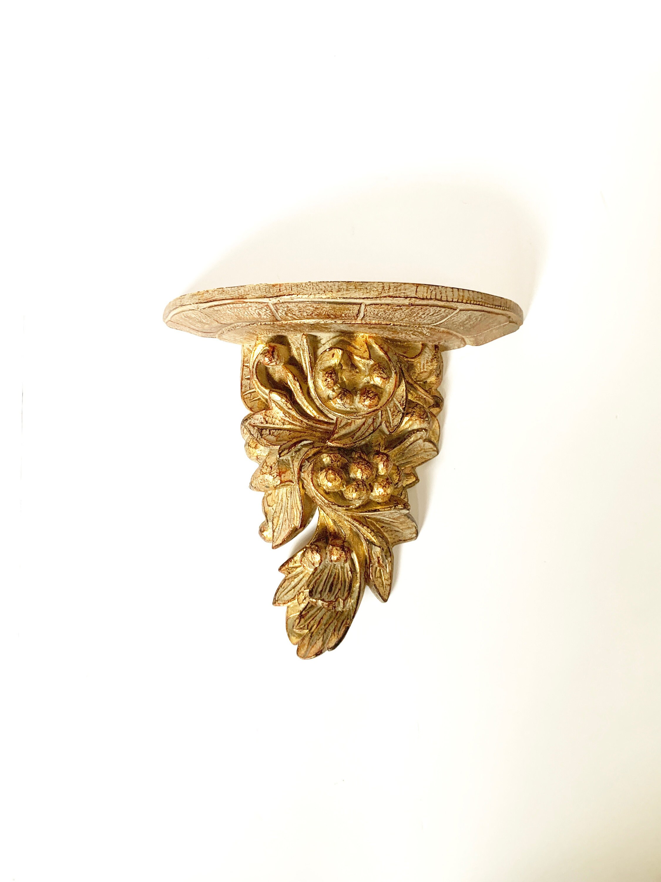 Vintage Resin Gold Wall Shelf Sconce Retro Gold Wall Accent Etsy