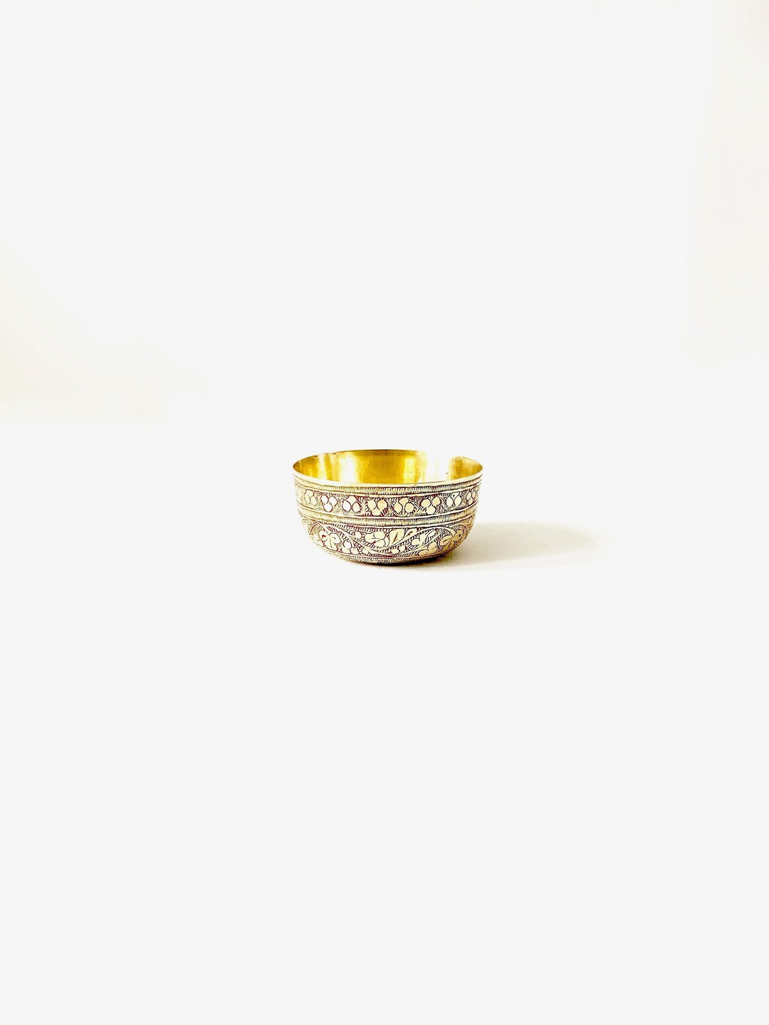 Vintage Etched Brass Bowl Made in India Etsy