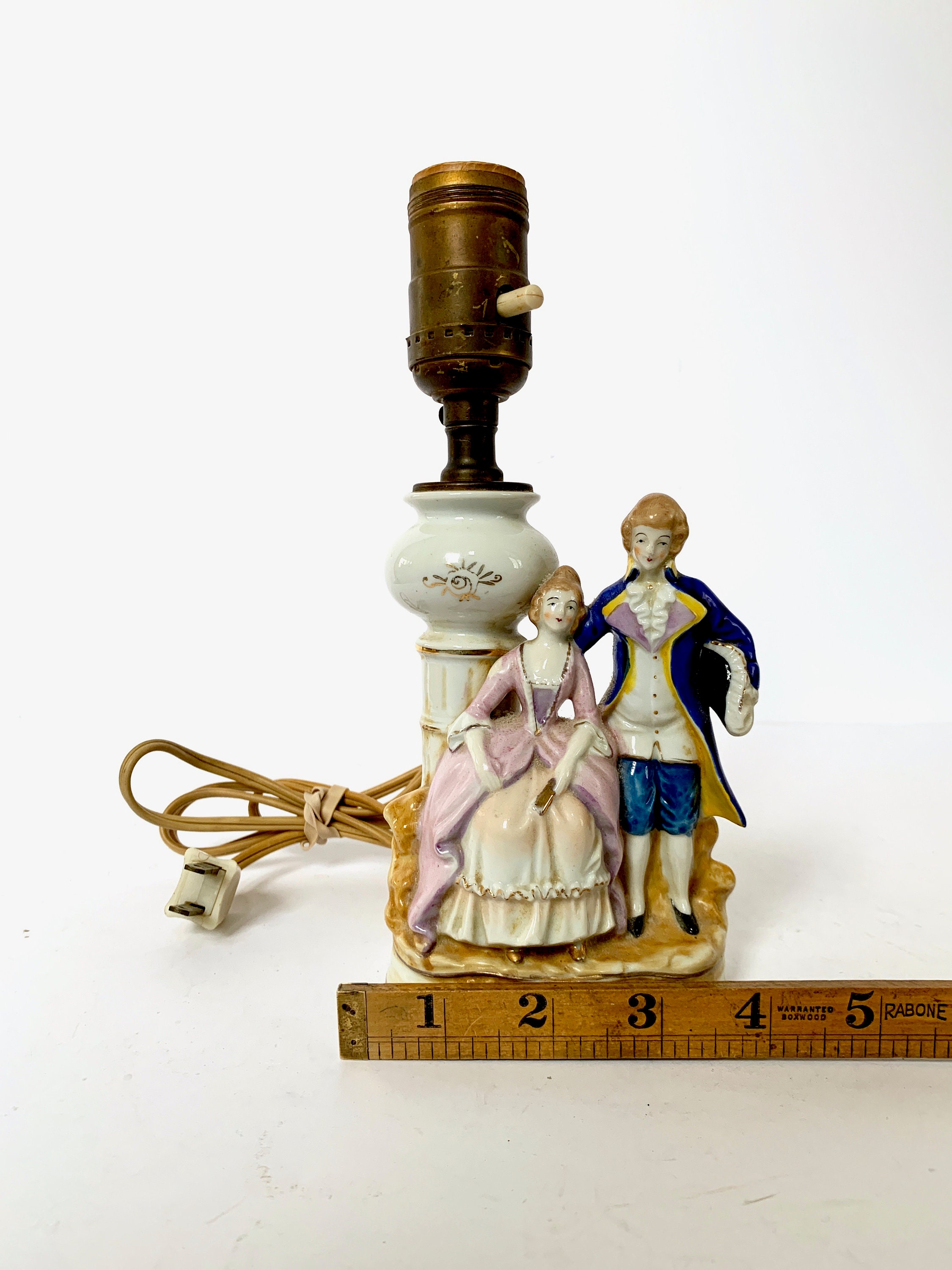 Stunning Pair Vintage Porcelain Figurine Accent Lamps With Etsy