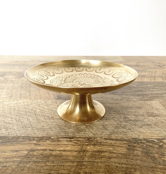 Change Holder Home Decor Brass Bowl with Decorative Handle Trinket Dish