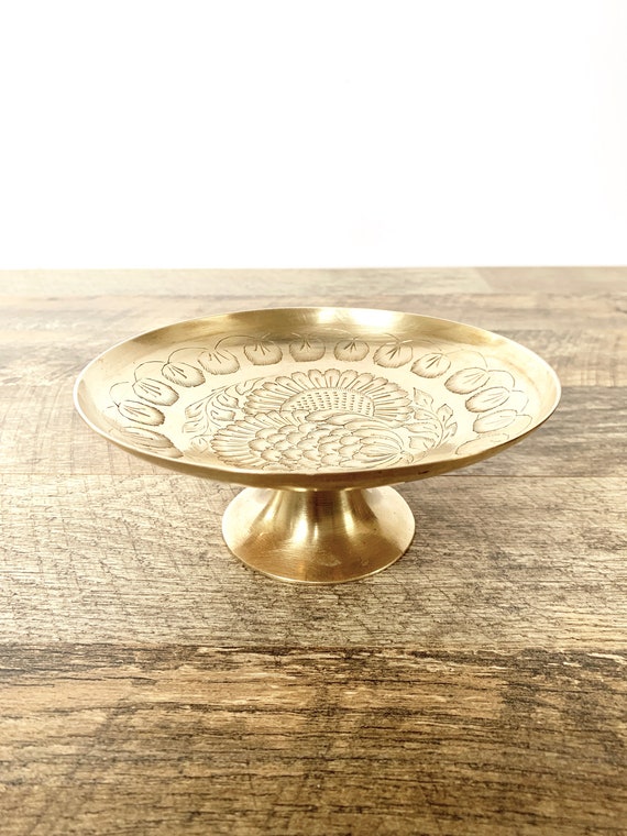 Change Holder Home Decor Brass Bowl with Decorative Handle Trinket Dish