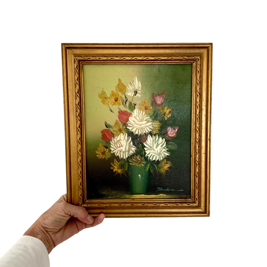 Vintage Floral Still Life Oil on Canvas - Signed - Etsy