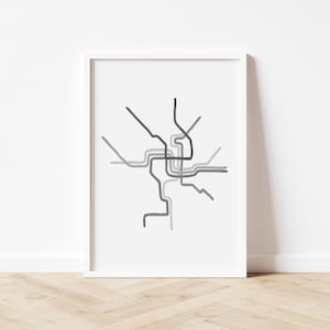 Washington DC Metro Minimalistische Karte - Digitaler Druck