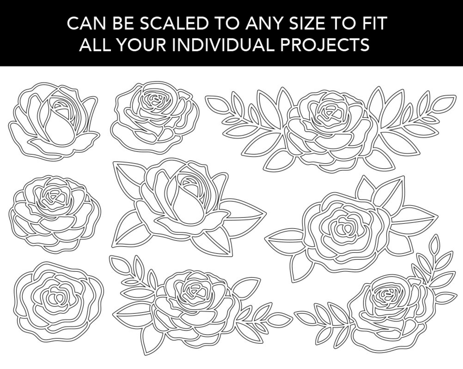 ROSES Svg Bundle, High Quality Files, Rose Clipart, Rose Svg Designs