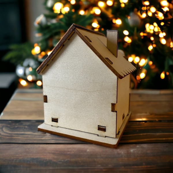 Tiny Wood House (approx 2"x3") I Putz House I Miniature Christmas Village I Ready to Finish I Christmas Decor I Miniature House I DIY Putz