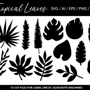 Tropical Leaves Bundle SVG, Great for Party Decor! Palm Leaf Svg Clipart, Jungle Leaves Clipart, Palm Branch Svg, Tropical Party Decor Svg